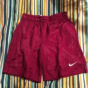 Girls size Large Nike basketball shorts in blue and burgundy